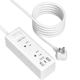 Fast Charging 6 Outlets Surge Protector Flat Plug Power Strip 5FT Extension Cord Bn-link