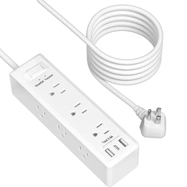 Fast Charging 9 Outlets Surge Protector Flat Plug Power Strip 5FT Extension Cord Bn-link