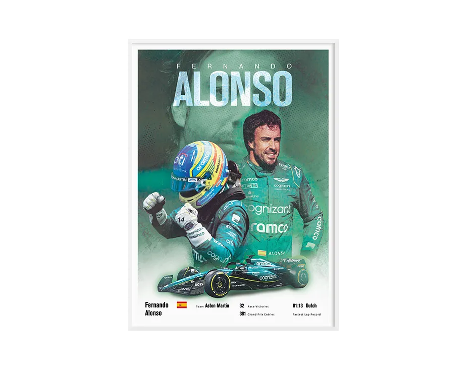 Fernando Alonso Vintage F1 Print