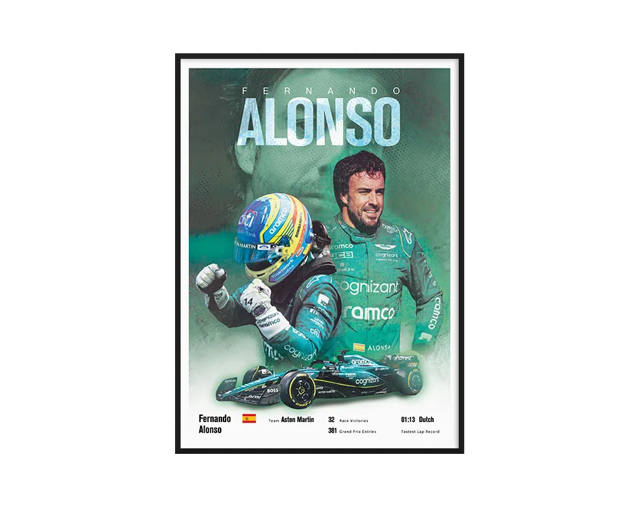 Fernando Alonso Vintage F1 Print