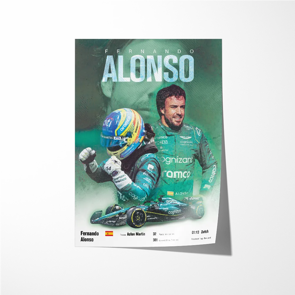 Fernando Alonso Vintage F1 Print