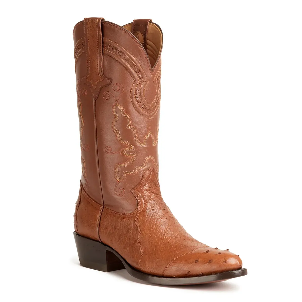 Gavel Men's  Ostrich Boots - Cognac