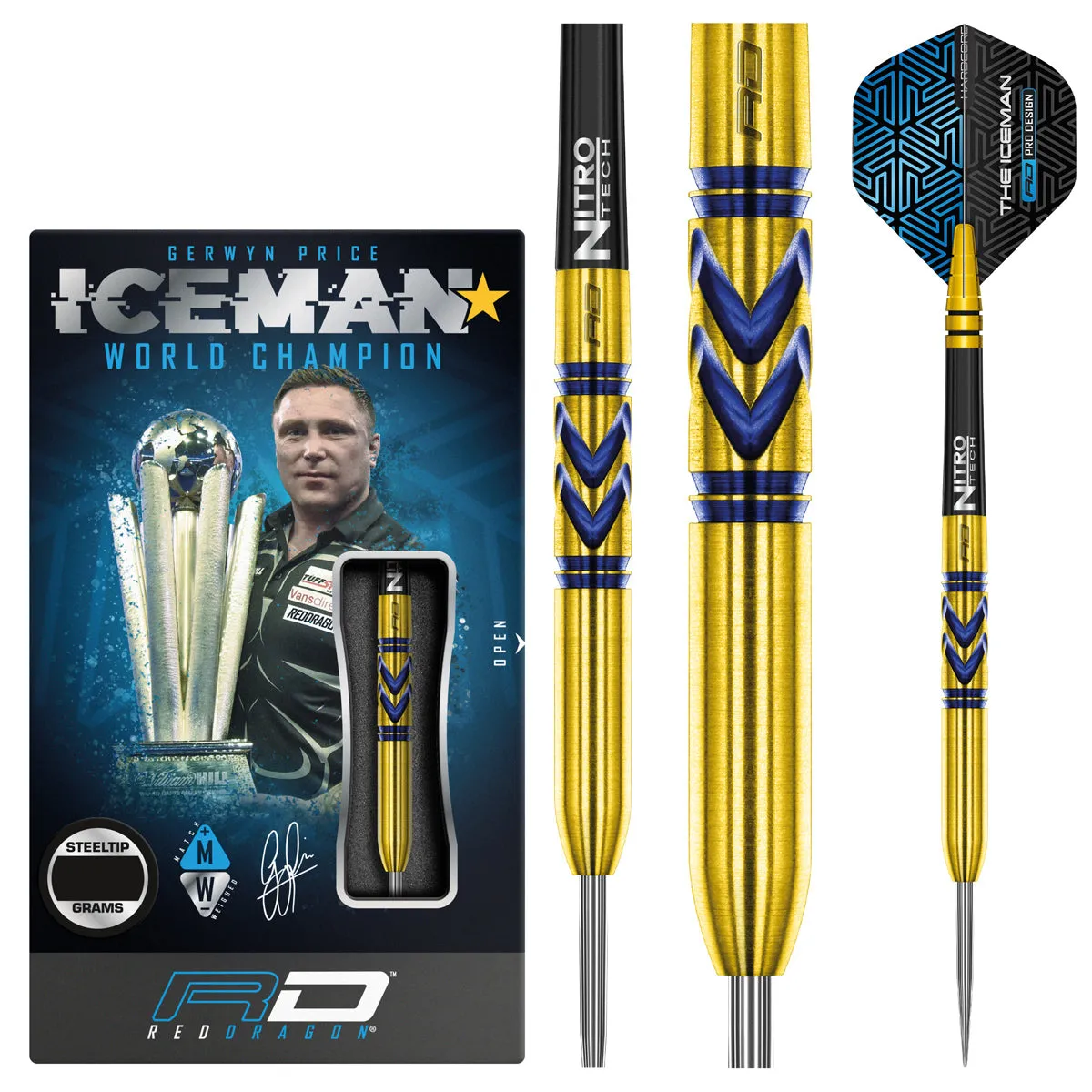 Gerwyn Price Avalanche Pro Gold 90% Tungsten Steel Tip Darts by Red Dragon