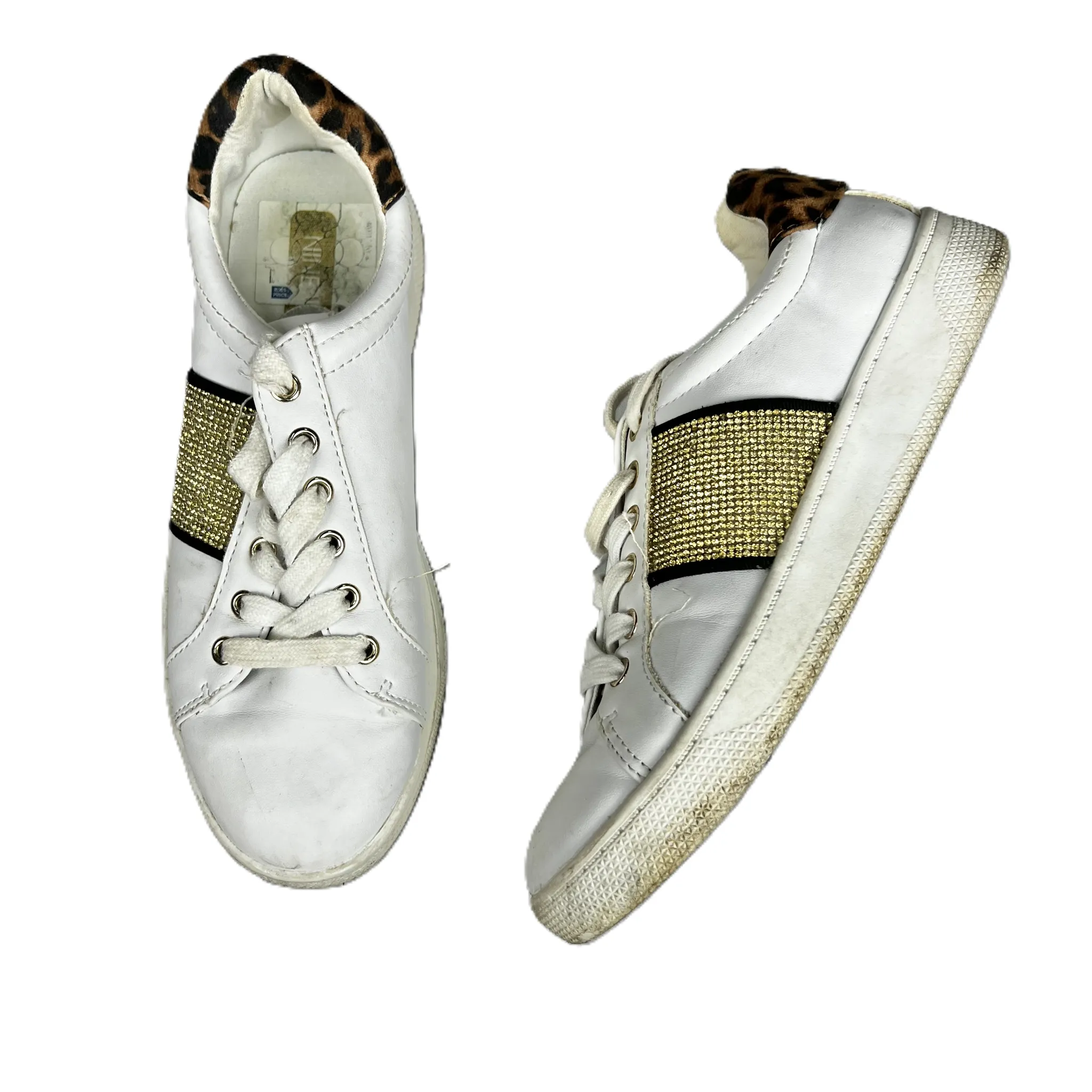 Gold & White Shoes Sneakers By Nine West, Size: 7