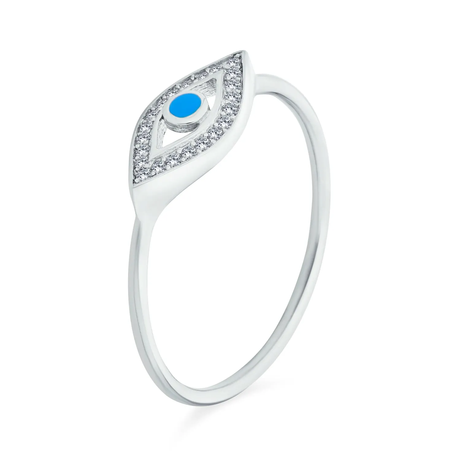 Gold Plated .925 Sterling Silver Midi Knuckle CZ Halo Evil Eye Ring