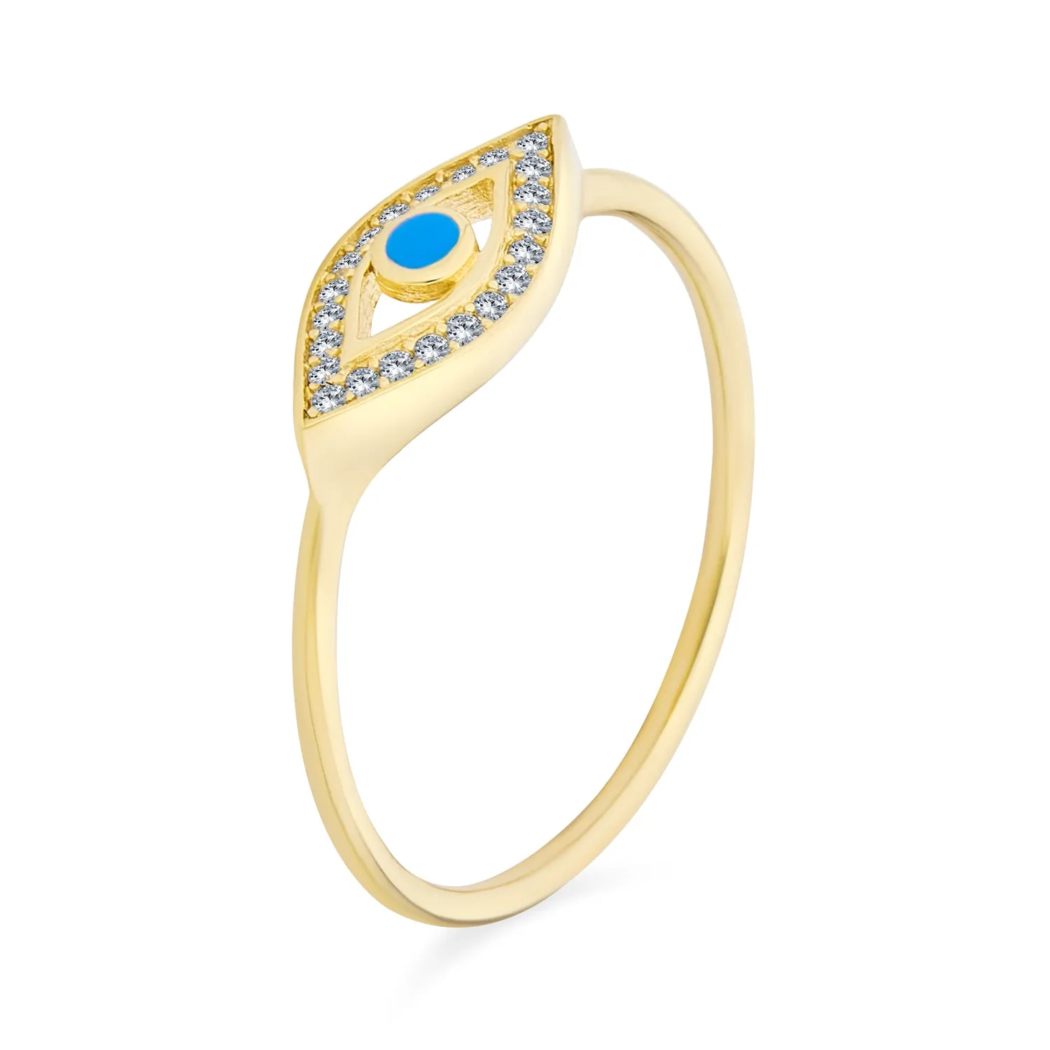 Gold Plated .925 Sterling Silver Midi Knuckle CZ Halo Evil Eye Ring