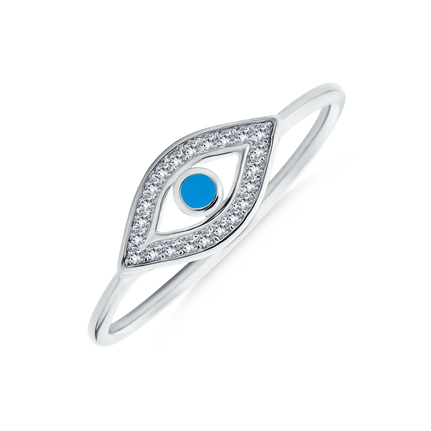 Gold Plated .925 Sterling Silver Midi Knuckle CZ Halo Evil Eye Ring