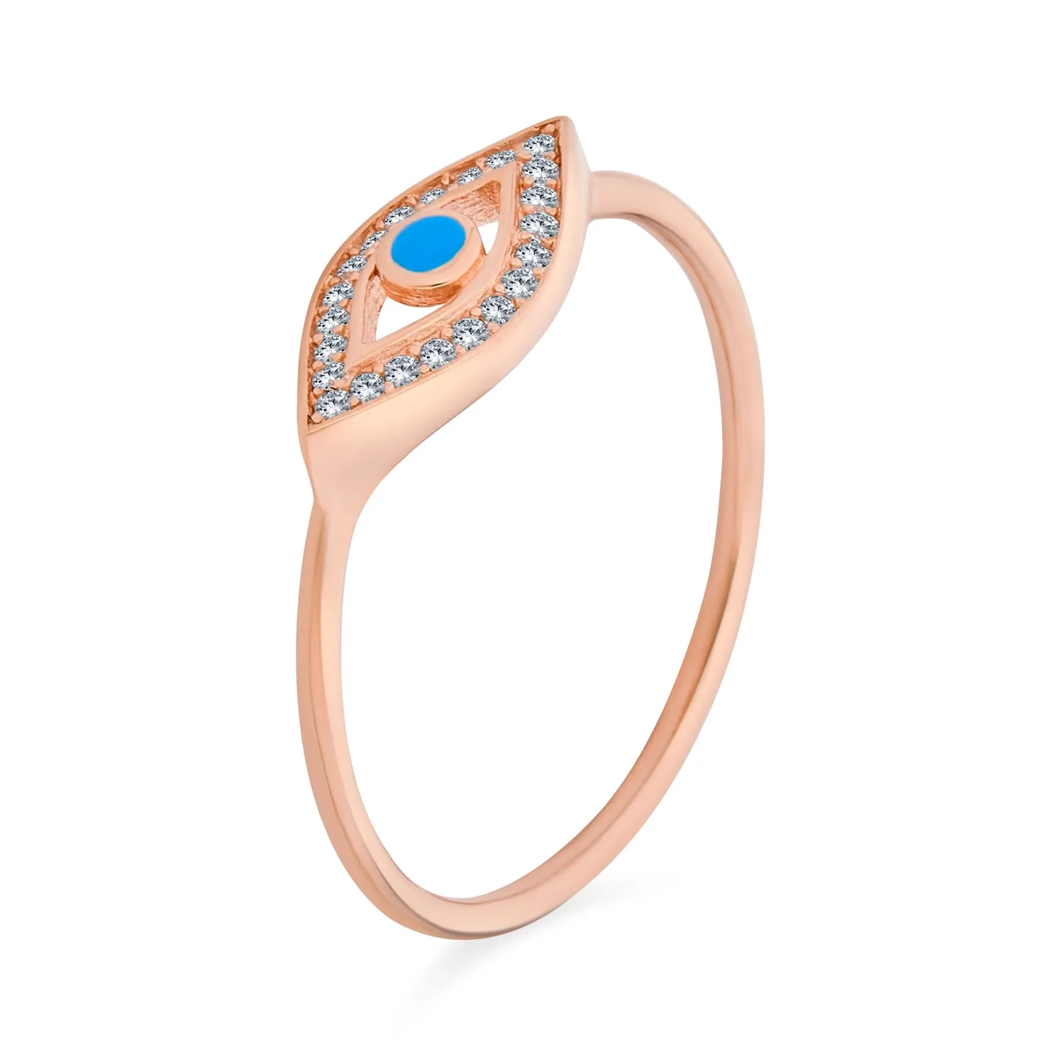 Gold Plated .925 Sterling Silver Midi Knuckle CZ Halo Evil Eye Ring