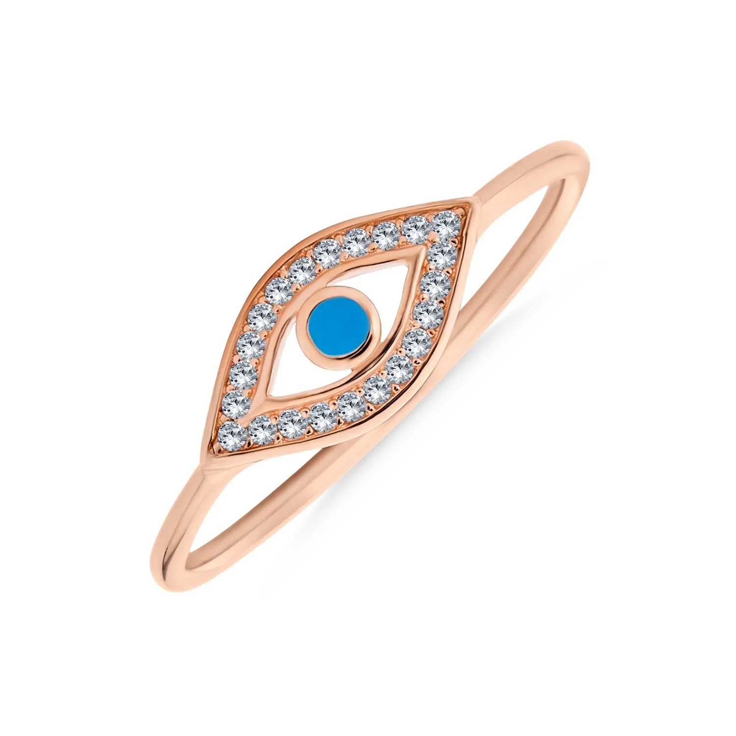 Gold Plated .925 Sterling Silver Midi Knuckle CZ Halo Evil Eye Ring