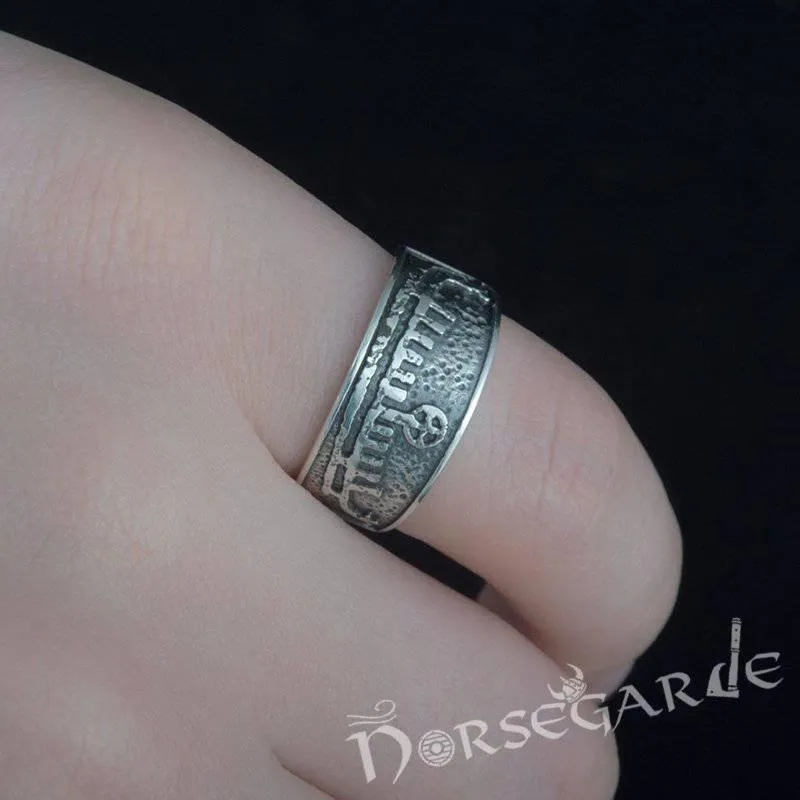 Handcrafted Drakkar Engraving Ring - Sterling Silver