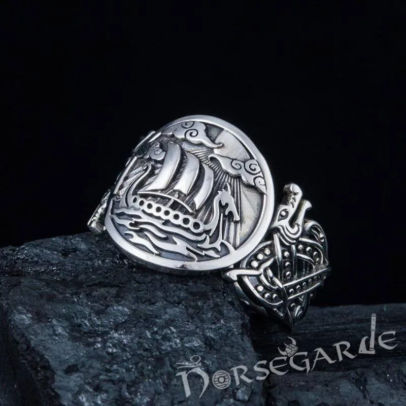 Handcrafted Drakkar Jellinge Style Ring - Sterling Silver