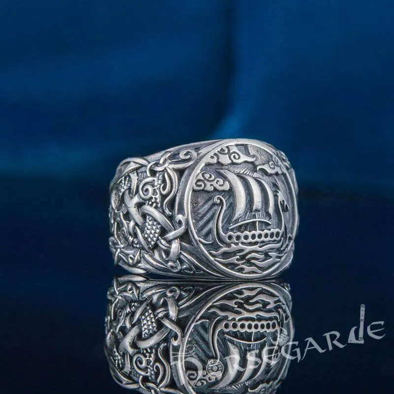 Handcrafted Drakkar Mammen Style Ring - Sterling Silver