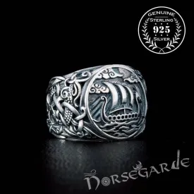 Handcrafted Drakkar Mammen Style Ring - Sterling Silver