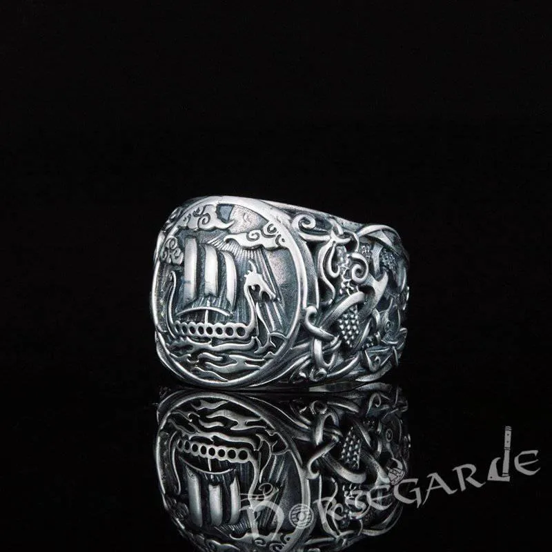 Handcrafted Drakkar Mammen Style Ring - Sterling Silver