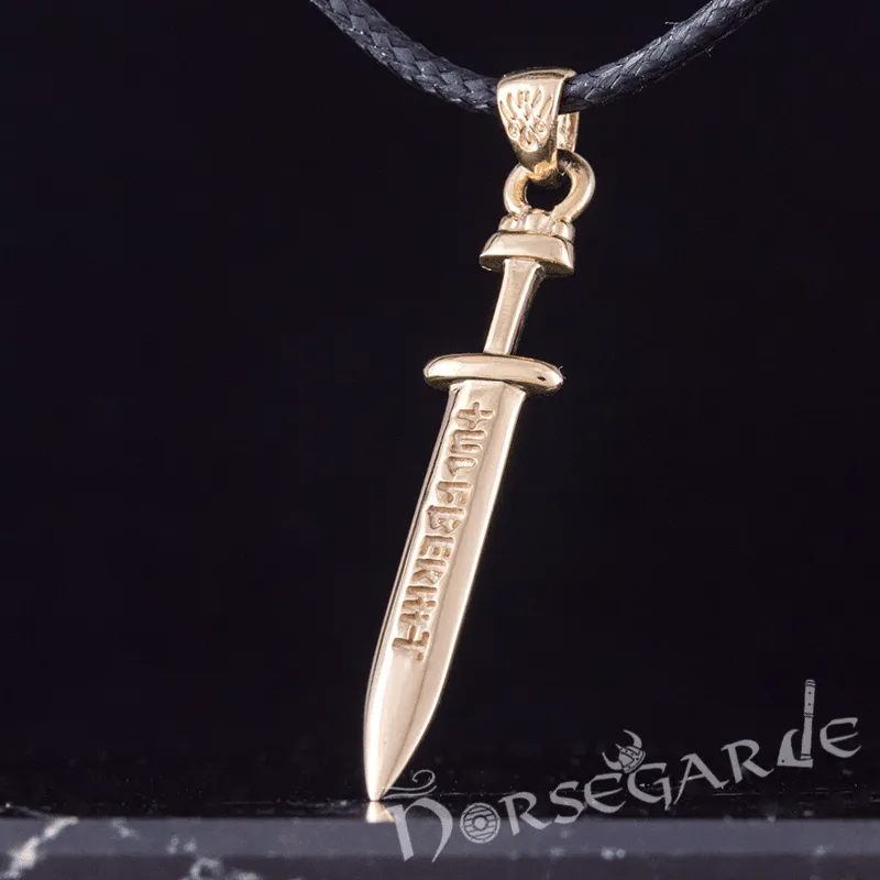 Handcrafted Viking Rune Sword Pendant - Gold