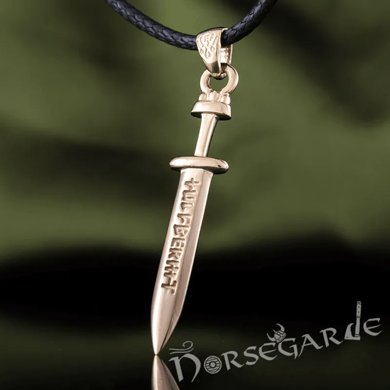 Handcrafted Viking Rune Sword Pendant - Gold