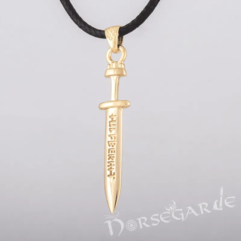 Handcrafted Viking Rune Sword Pendant - Gold