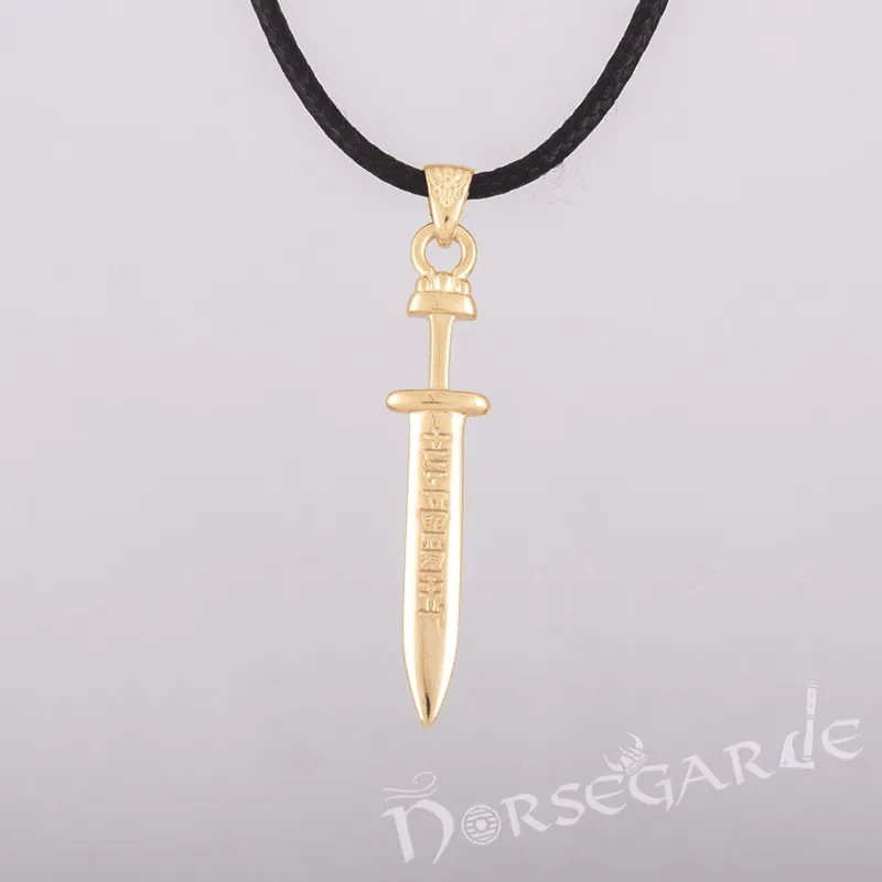 Handcrafted Viking Rune Sword Pendant - Gold