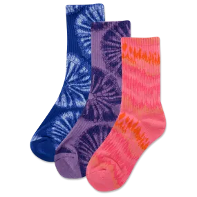 HOTSOX Kid's Knit Tie Dye 3 Pack Crew Socks