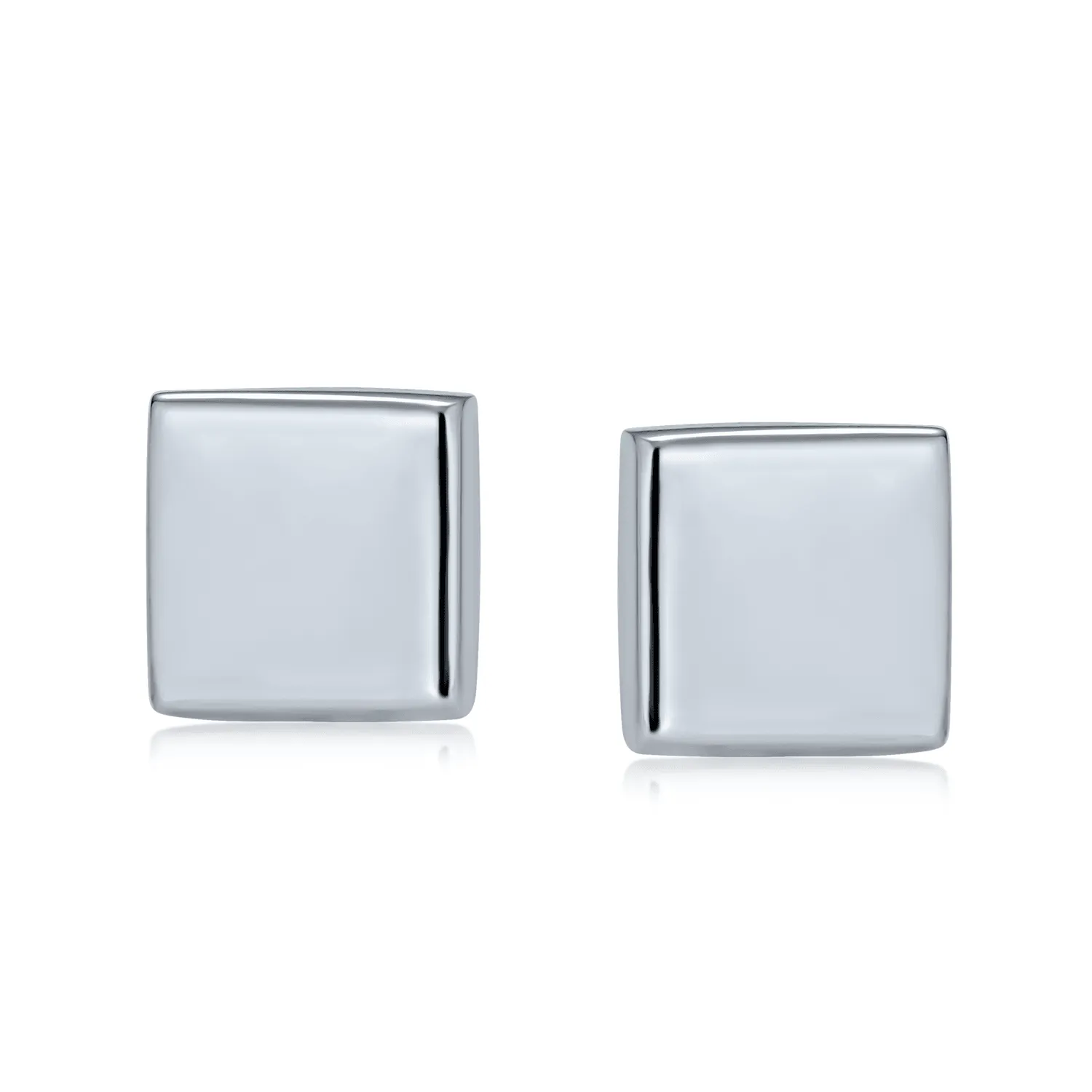 Initials Monogram Alphabet Square Round Flat Stud Earrings .925 Silver