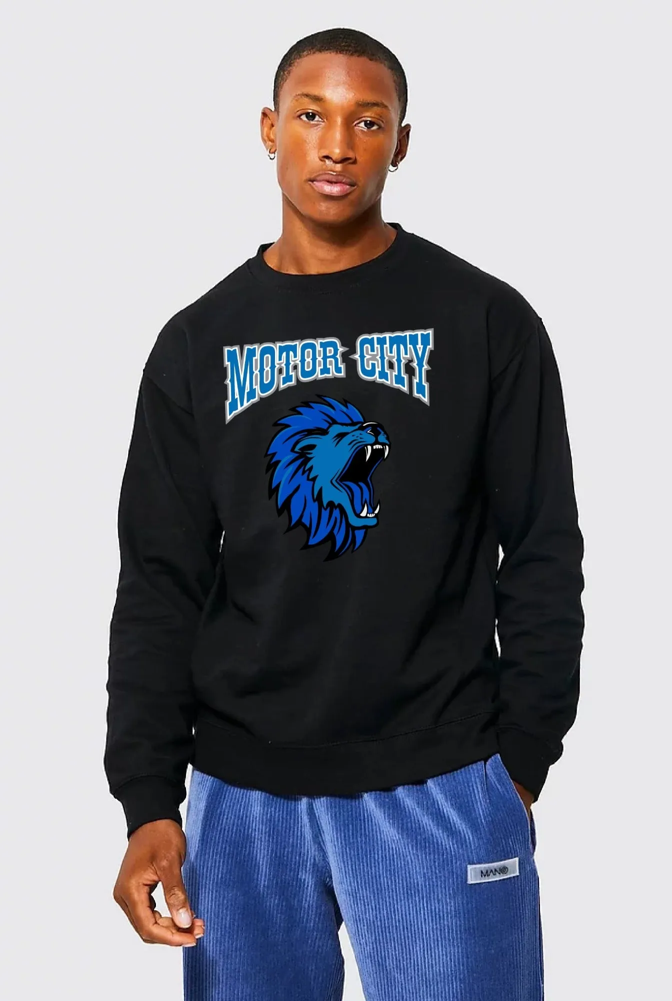 Ink Detroit - Motor City Kitty Lion Crewneck Sweatshirt - Black