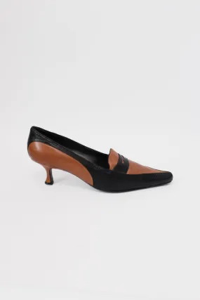 ITALY BLACK LEATHER  FLAT PUMPS 38