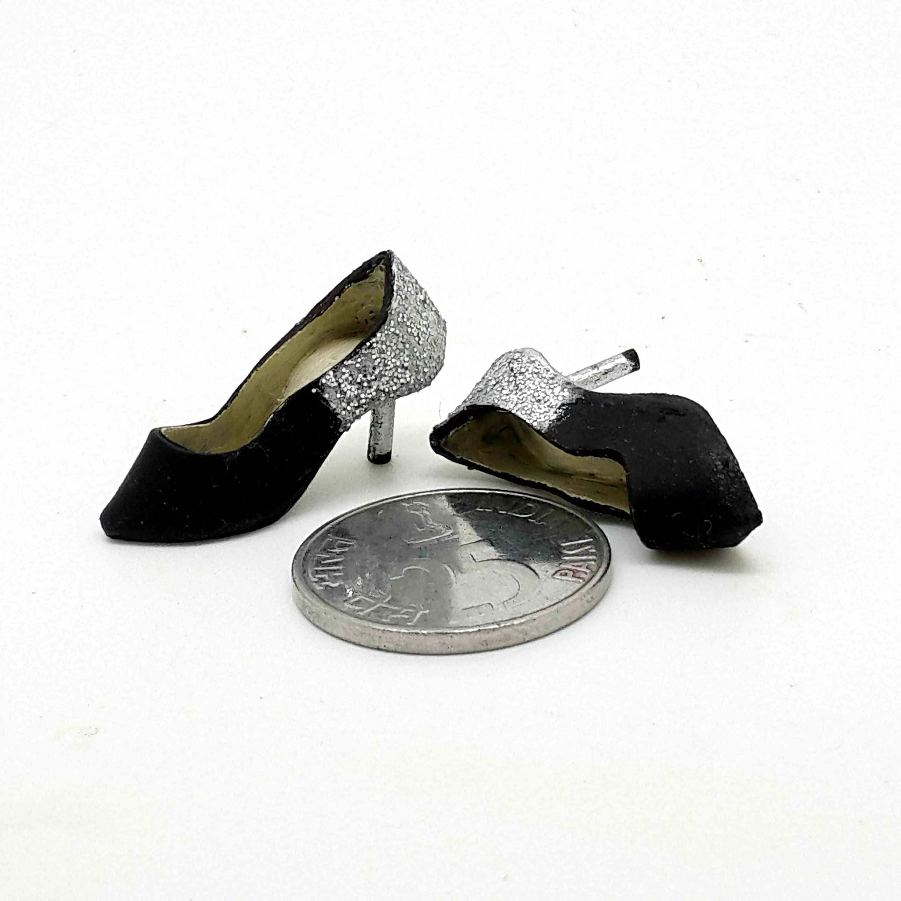 Jimmy Whoo Black N Silver Miniature Shoes Novelty Pen Drive