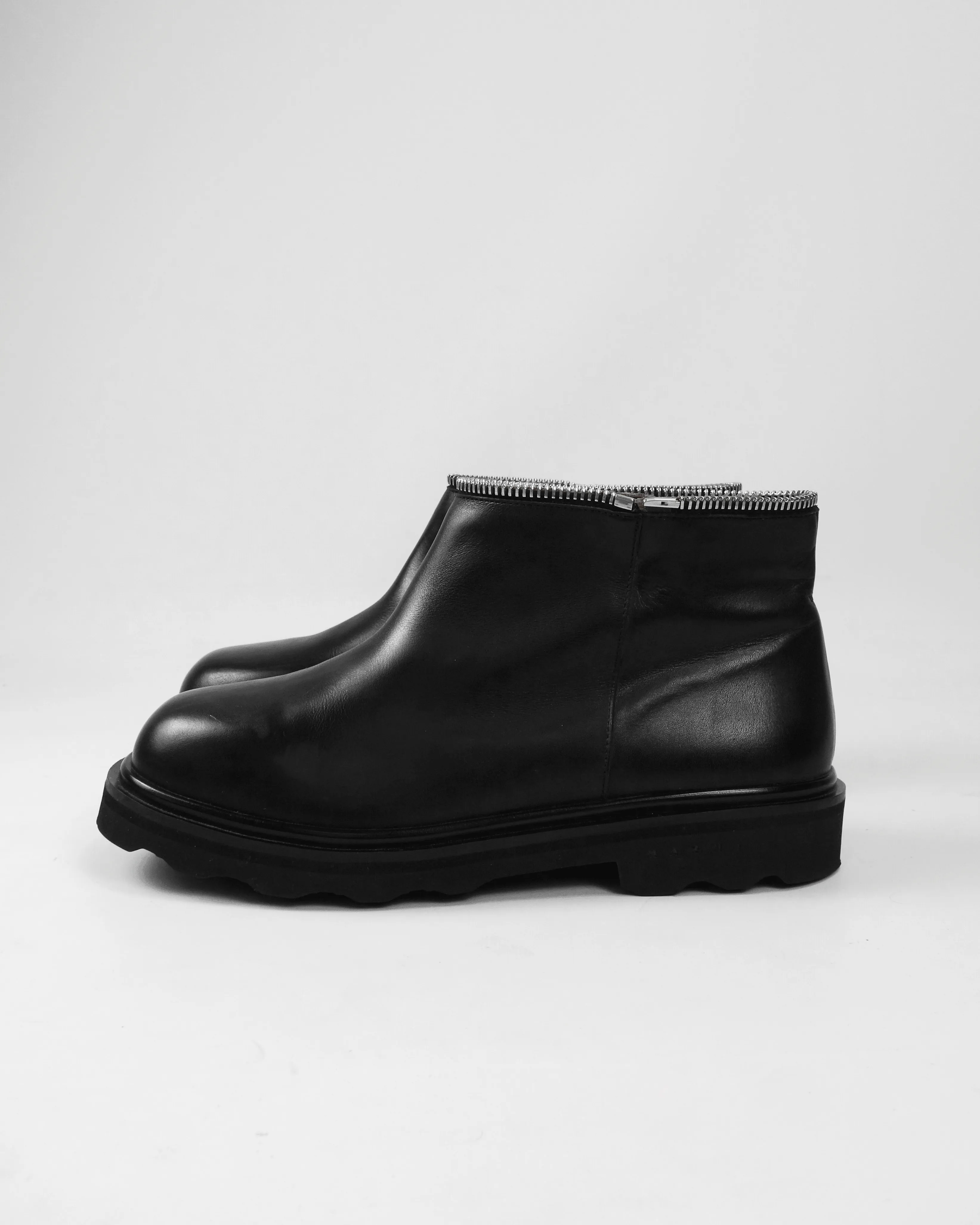 Marni Zip-Off Detachable Panel Leather Black Boots 2019