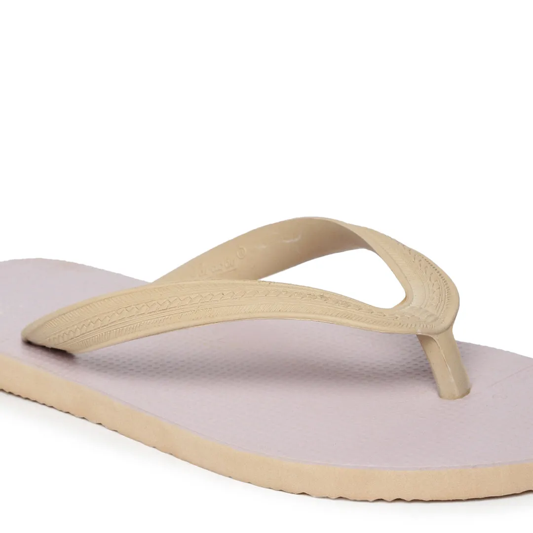 Men's Beige Rubber Based Flip-Flops