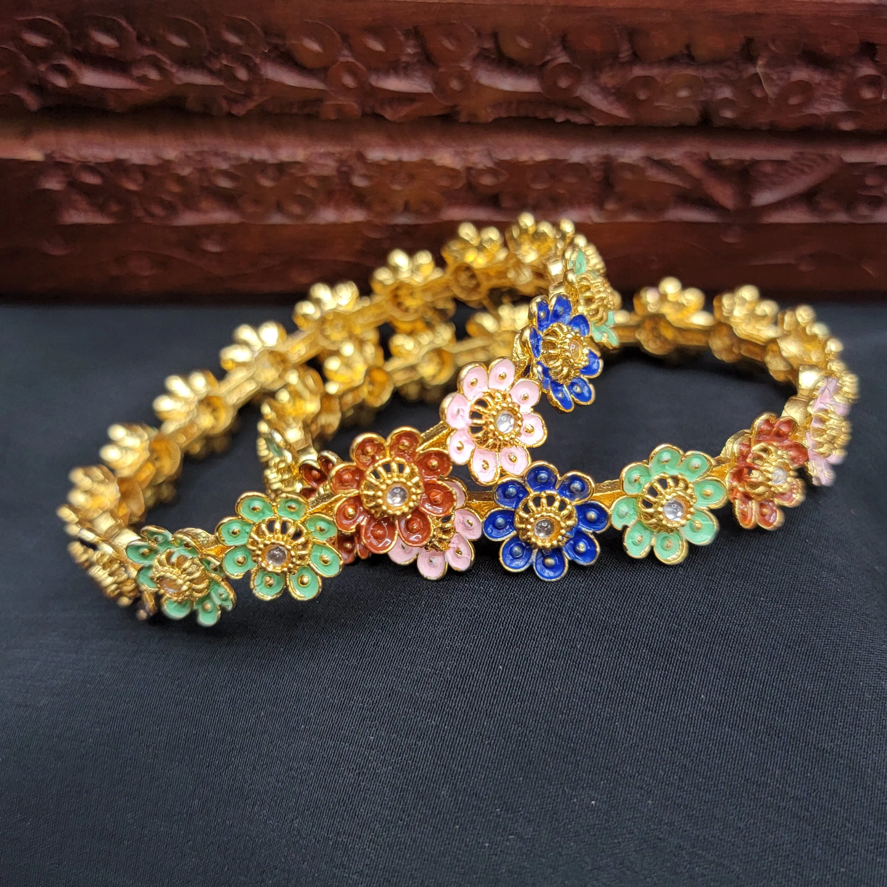 Multicolor Floral Meenakari Handpainted Bangle