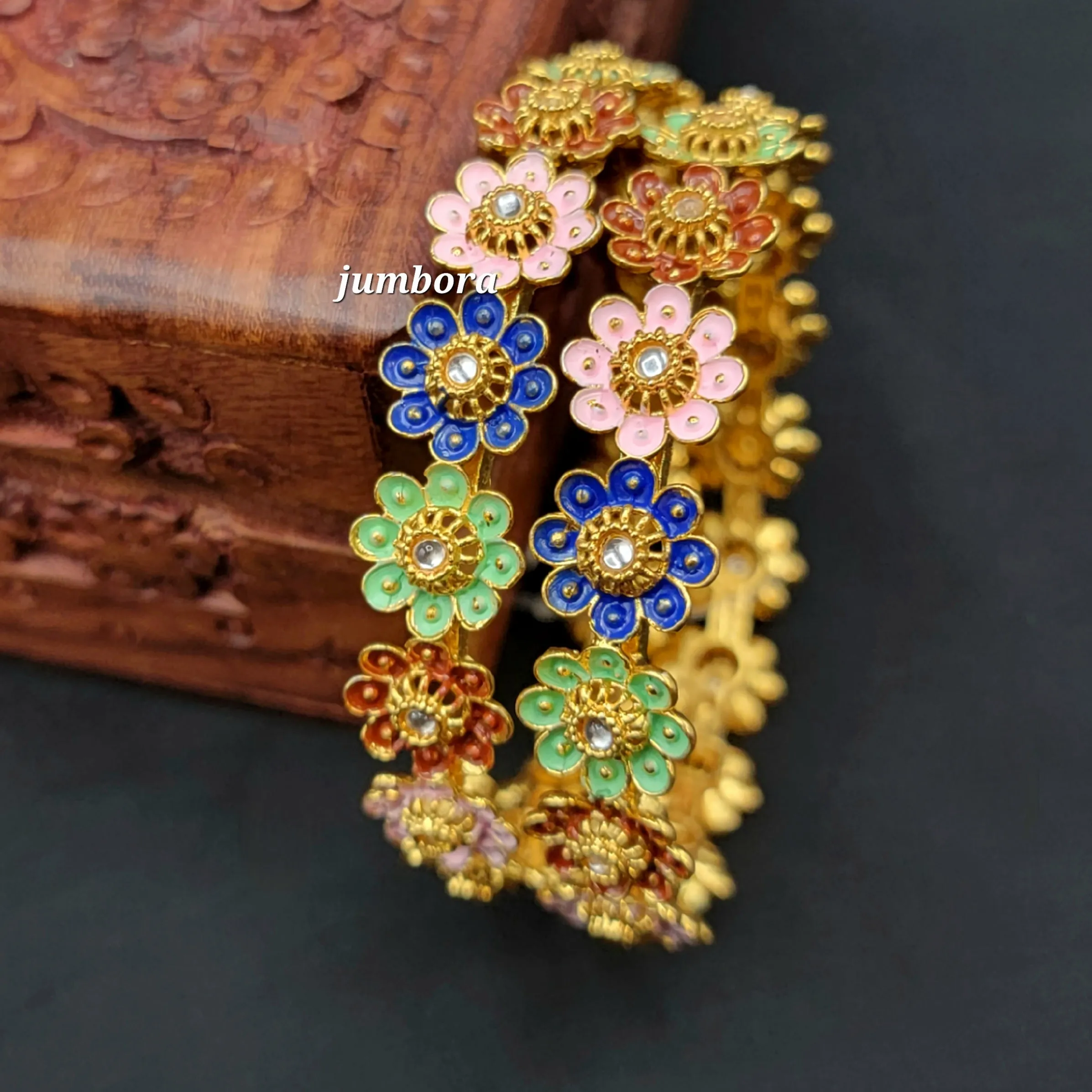 Multicolor Floral Meenakari Handpainted Bangle