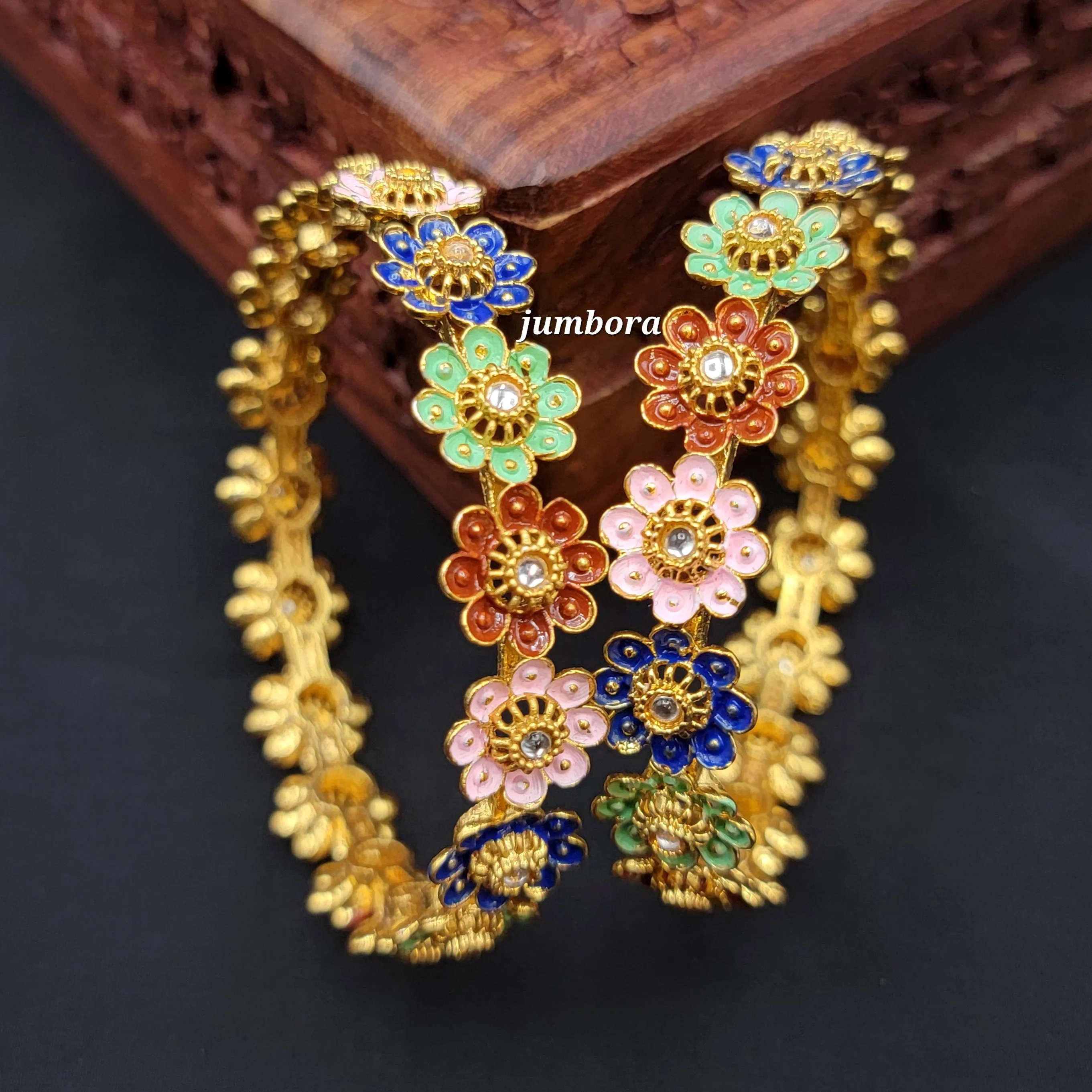 Multicolor Floral Meenakari Handpainted Bangle