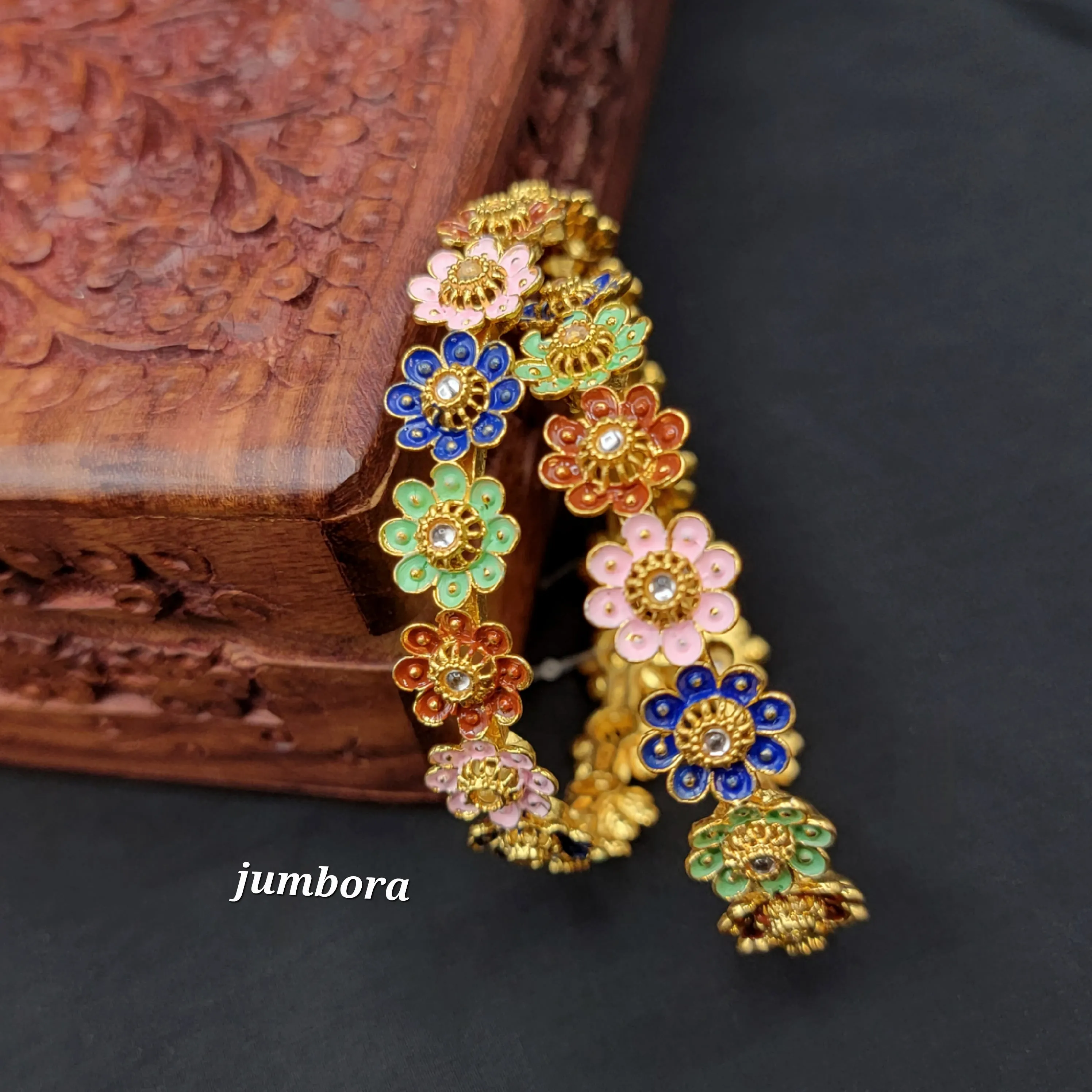 Multicolor Floral Meenakari Handpainted Bangle