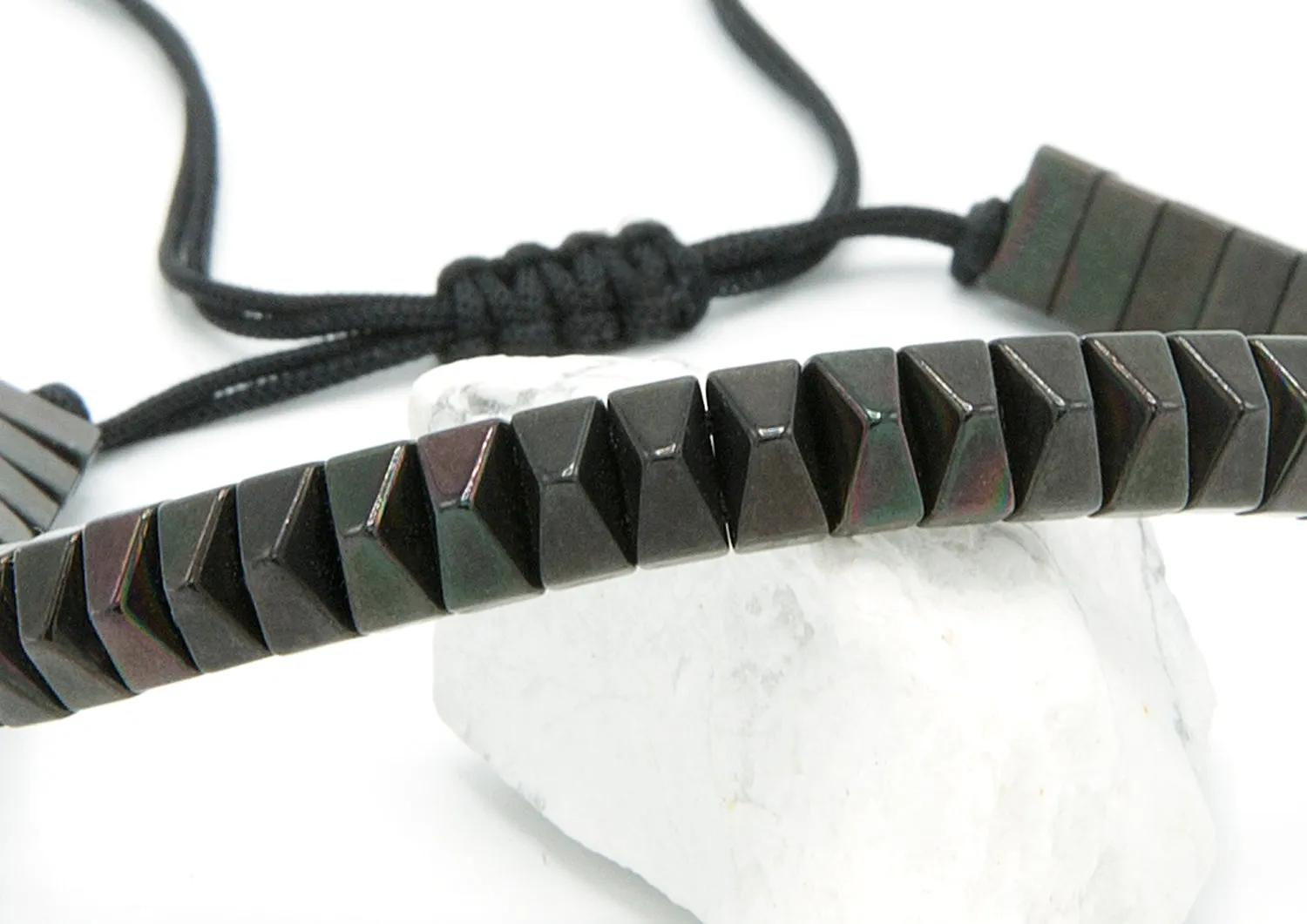 Natural Men's Black Hematite Pyramid Stone 6mm Spiritual Healing Bracelet Fathers Day Gift