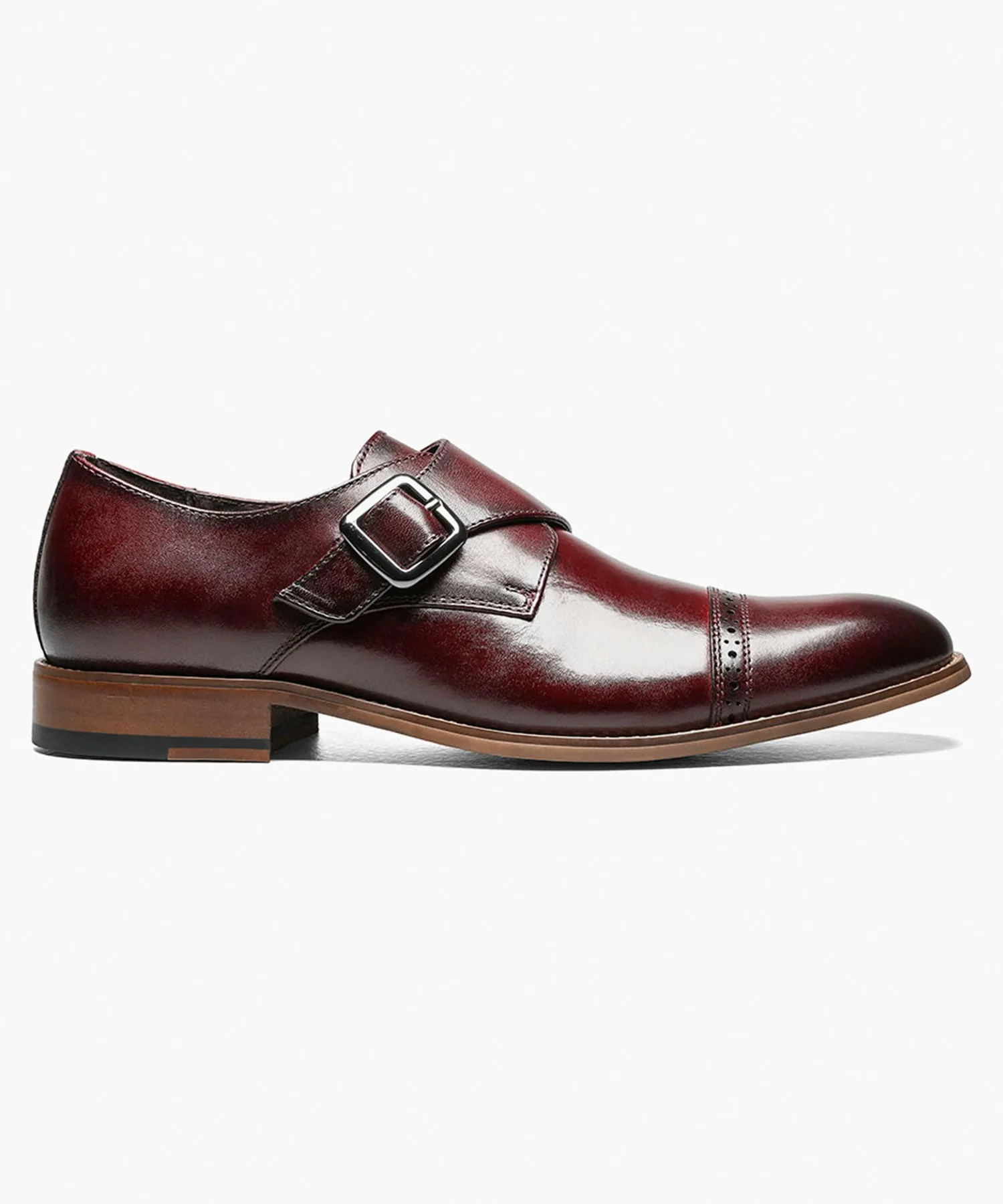 Stacy Adams Desmond Monk Strap Dress Shoe - Burgundy