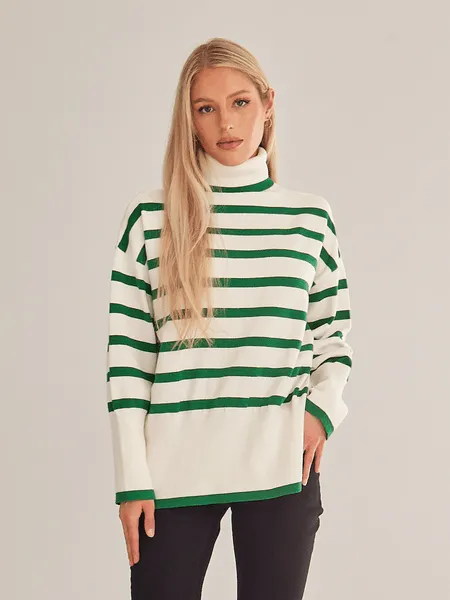 Striped Turtleneck Sweater