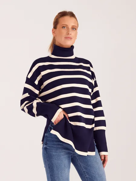 Striped Turtleneck Sweater