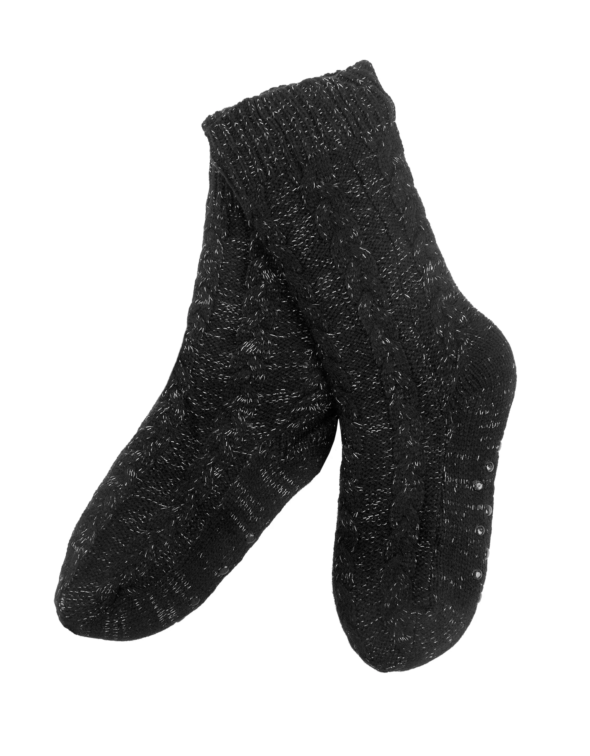 The Margot Slipper Sock - Black/Silver Lurex