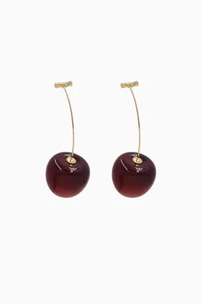 Trendy Glass Cherry Thread Needle Korean Earrings