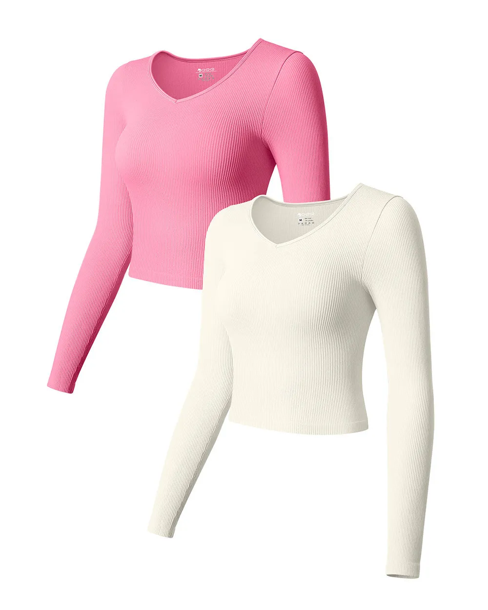 V Neck Long Sleeve Crop Tops