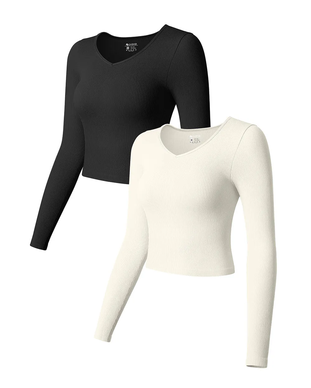 V Neck Long Sleeve Crop Tops