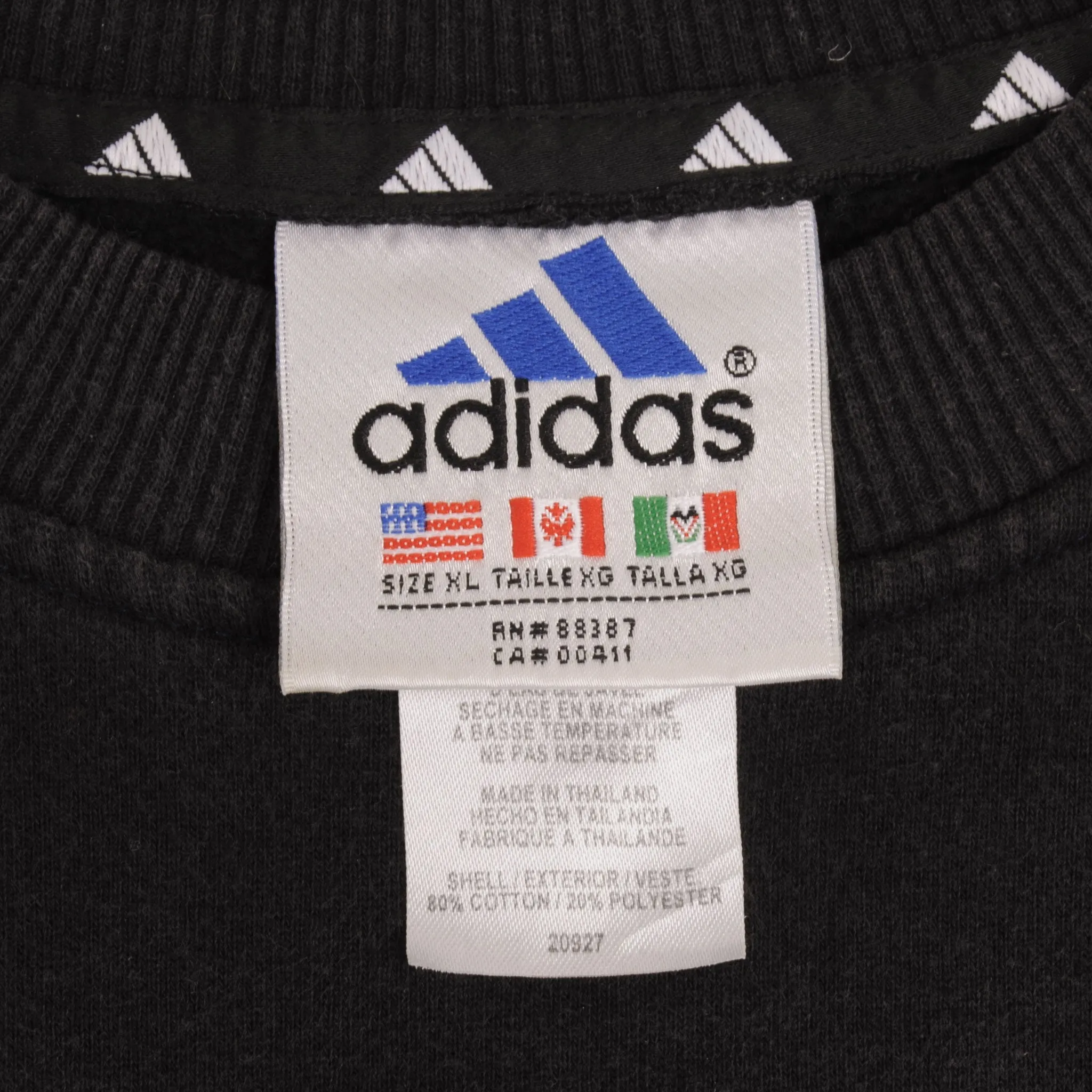 VINTAGE ADIDAS CLASSIC BLACK CREWNECK SWEATSHIRT 1990S SIZE XL