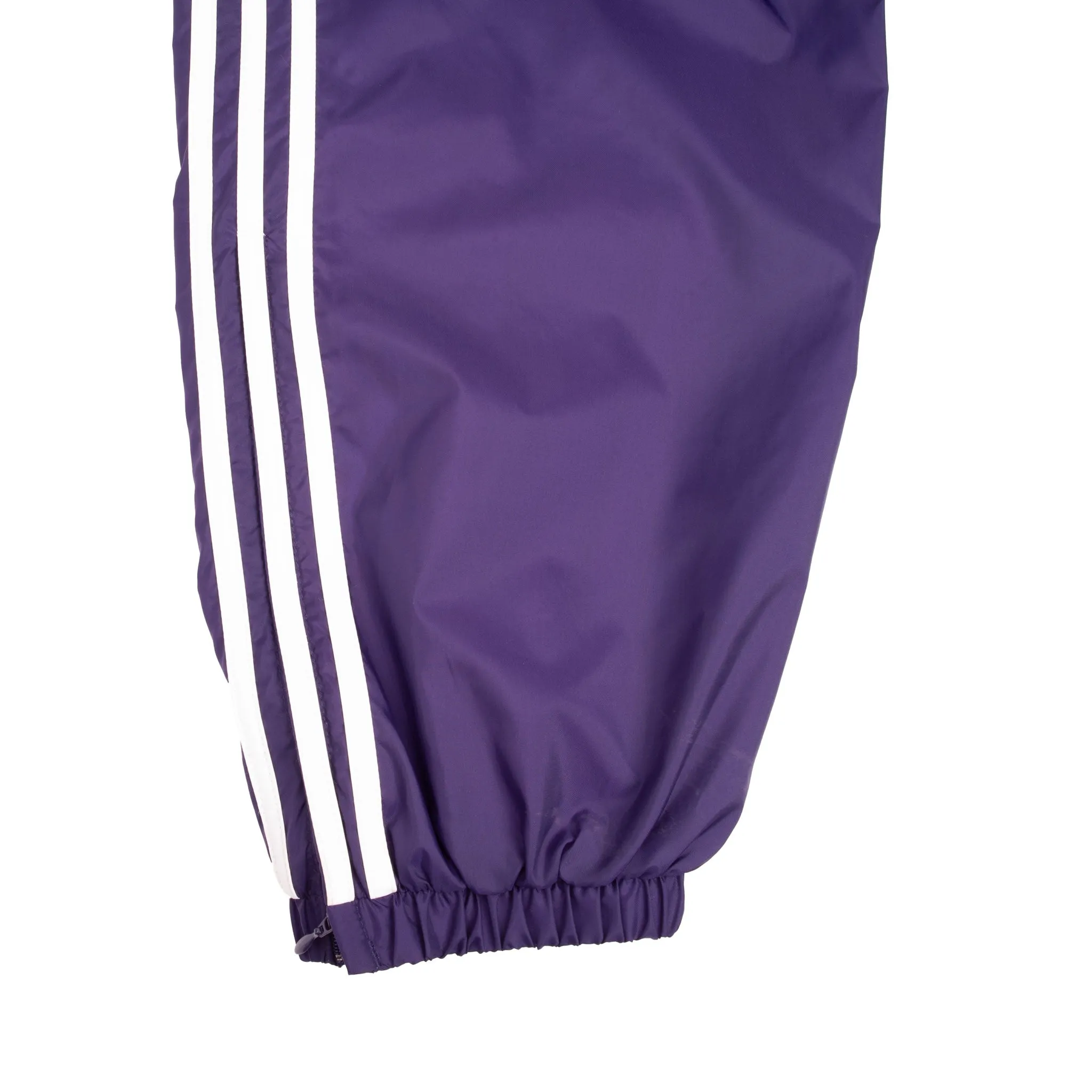 VINTAGE ADIDAS THREE STRIPES PURPLE NYLON TRACK PANTS 1990S SIZE LARGE