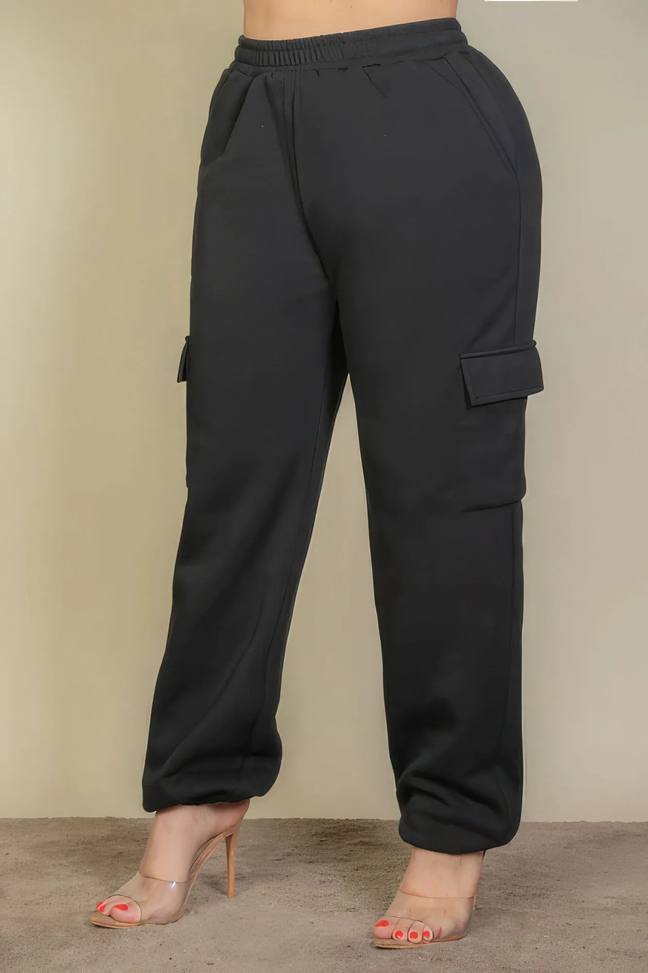 Women's Black Plus Size Side Pocket Sweatpants