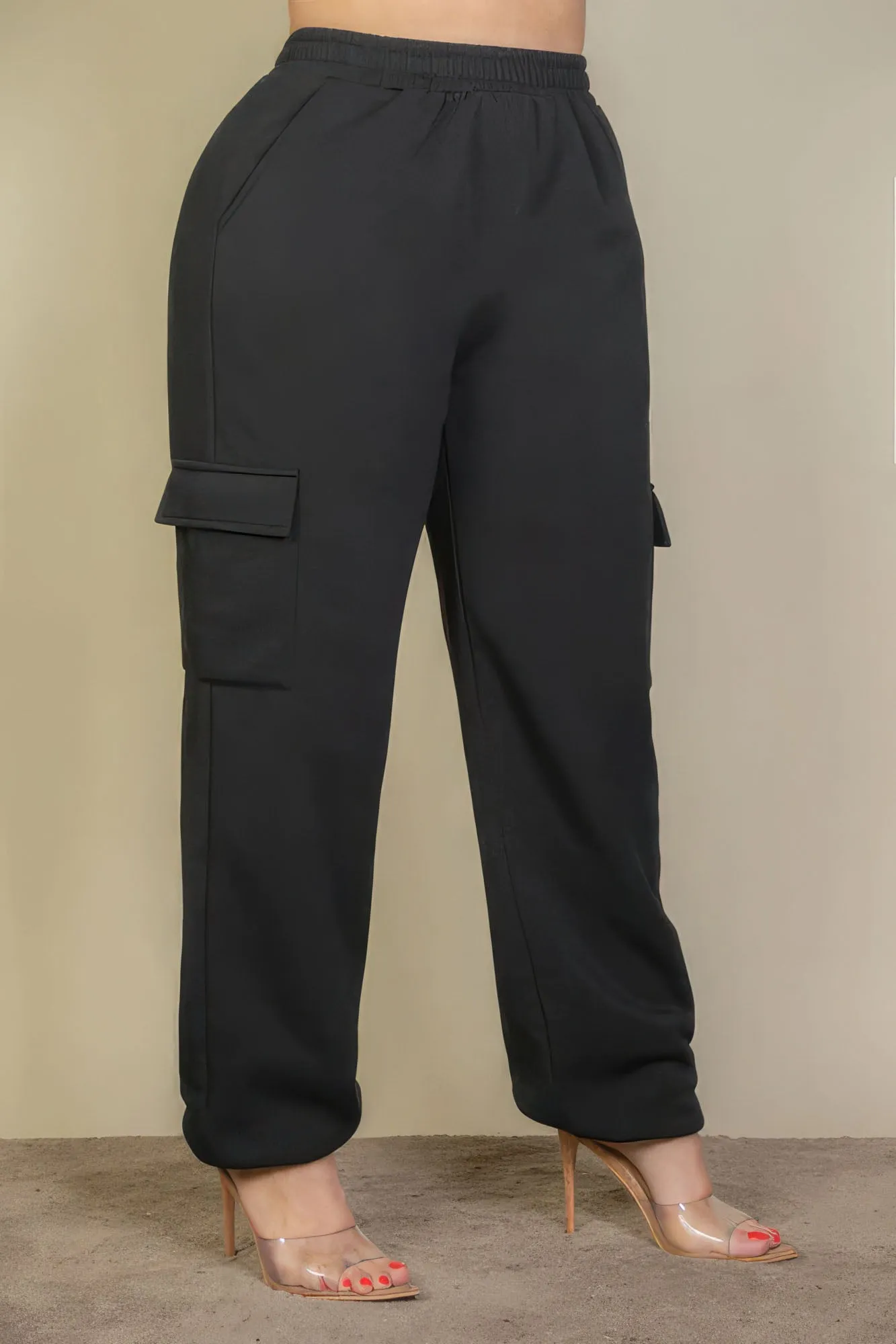 Women's Black Plus Size Side Pocket Sweatpants